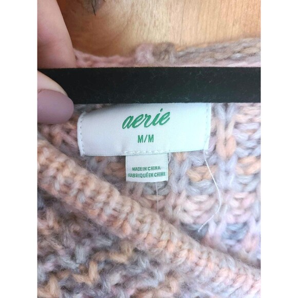 Aerie Comfy Oversized Boho Hooded Knit Indie Artsy Sweater Soft Girl MEDIUM - Picture 4 of 6